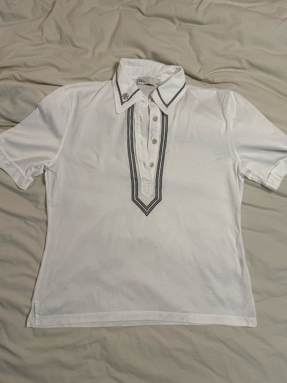 Tory Burch Mercerized Cotton Retro Polo